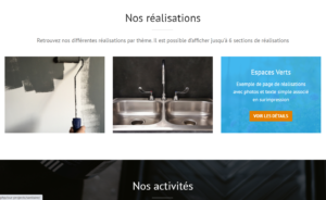 Page d'Accueil site démo pour artisans, section réalisation