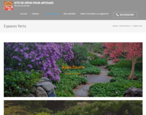 Page d'activité paysagisme site démo pour artisans